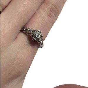 10k Silver Diamond Engagement Ring